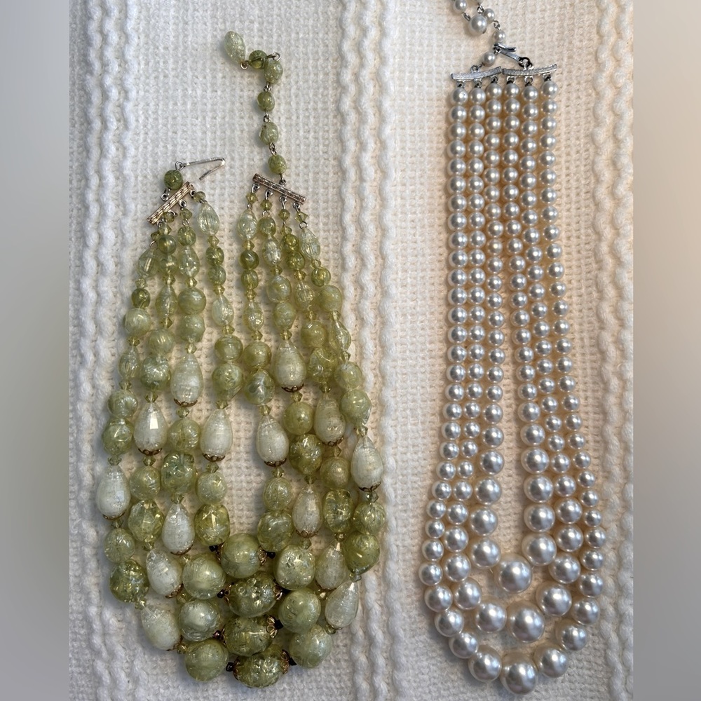 2 Vintage Multi-strand Necklaces 1960s